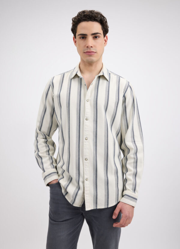 Off White Stripe Full Sleeve Shirt - Image 2